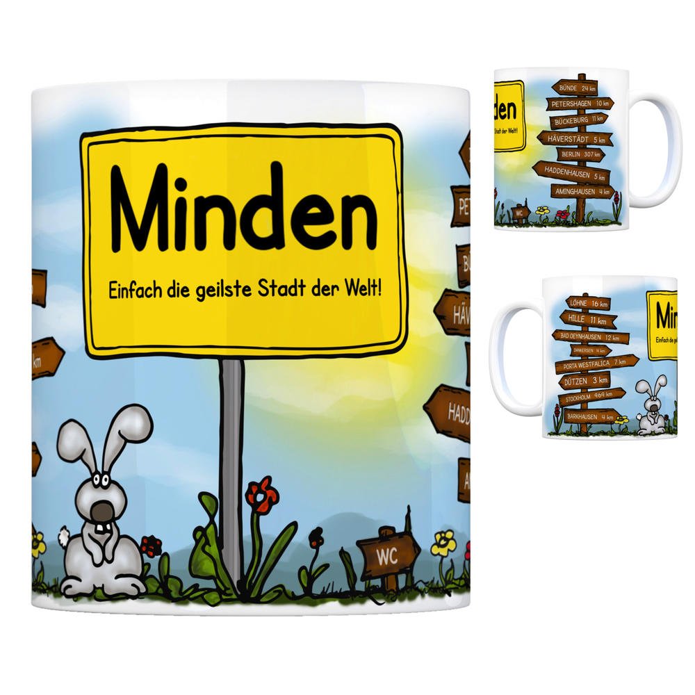 Minden Westfalen Kaffeebecher – 'Einfach Die Geilste Stadt Der Welt', Keramik, 300 Ml, Mit Lokalen Wegweisern