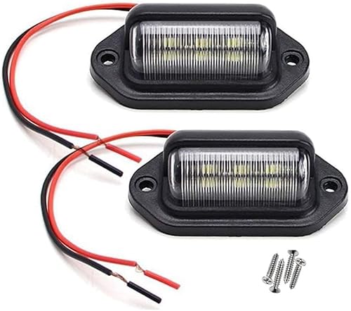 Paquete de 2 luces de matrícula, 12 V 6-SMD LED para matrícula, luz trasera para camión, SUV, remolque, furgoneta, luces de cortesía, luces de