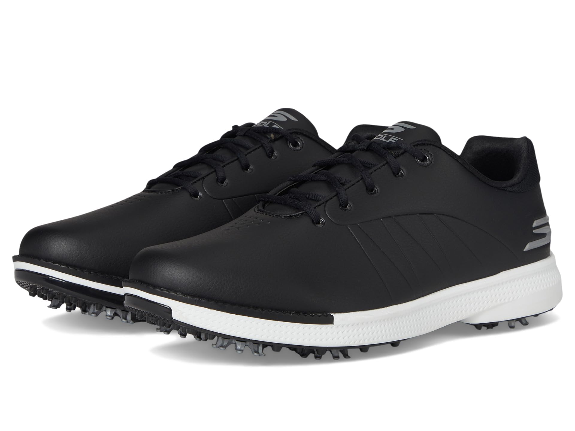 Skechers Men's Tempo Spikeless Waterproof Lightweight Golf Shoe, Black/White Spiked, 9