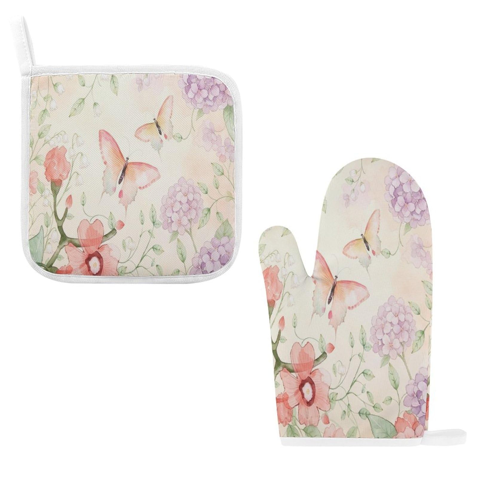 Fodpand Style Butterflies And Flowers Oven Mitts And Pot Holders Sets