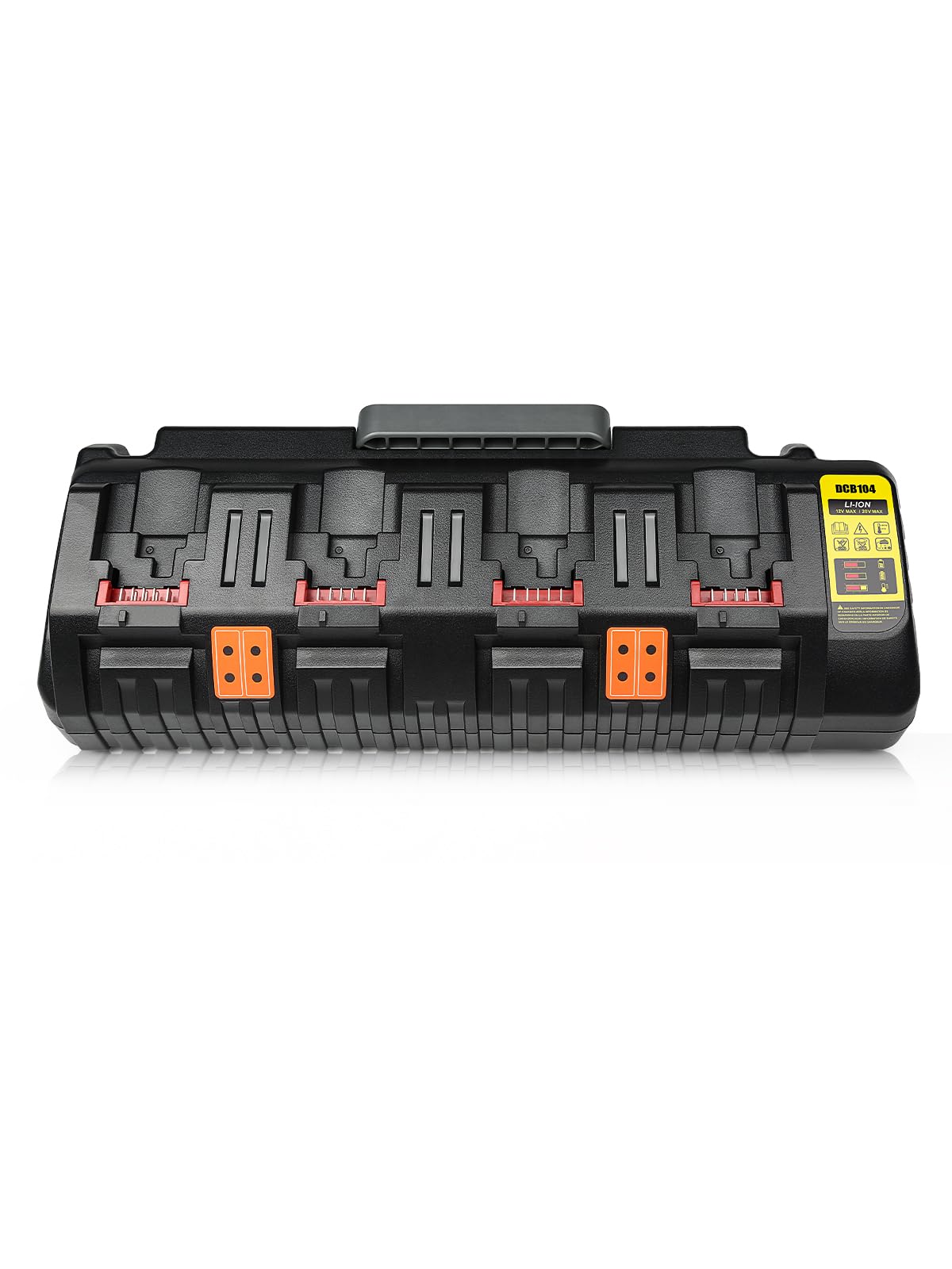 DCB104 Battery Charger Station, Replacement for Dewalt Charger, 4-Port Multi Charger with 2 USB Ports, Compatible with Dewalt 12V-20V Battery