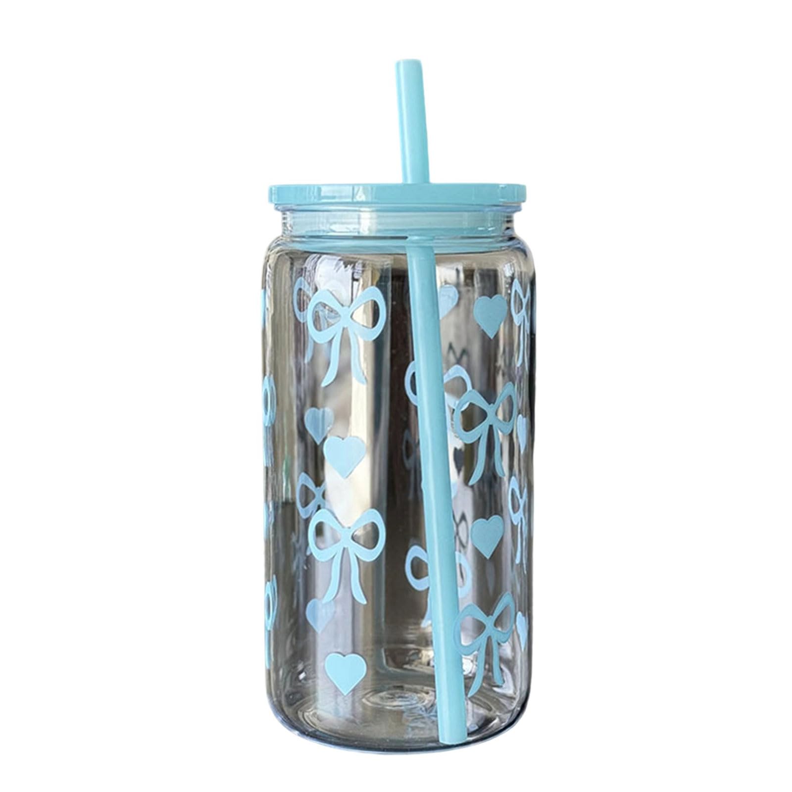 Buxuaaaa 16oz Cup Container Bownot with Straw Daily Travel Outdoor Drinking Cups Novelty Drinking Cup