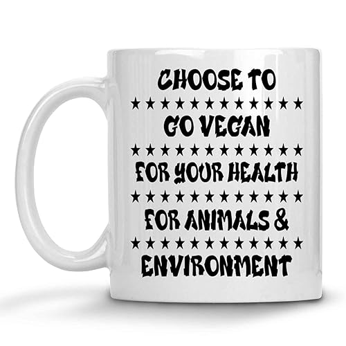 Inspirational Gift Veganism-themed, for Son's Engagement - Go Vegan for Vegetarian Health, Nature Quote on 11 Oz White Ceramic Coffee Mug