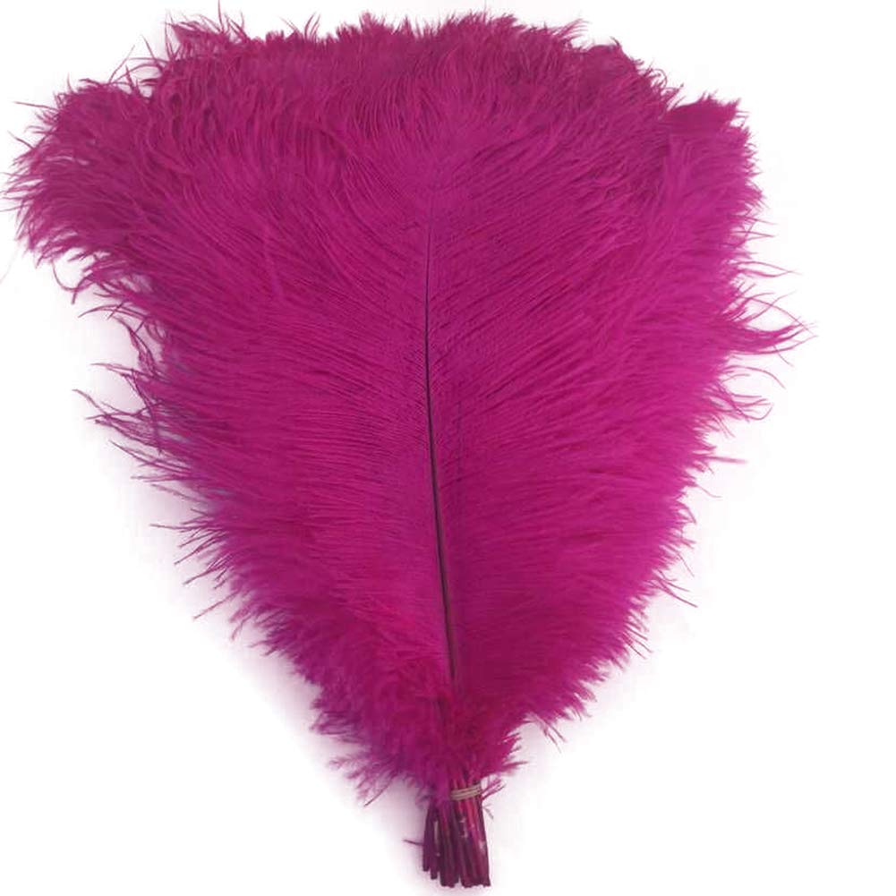 Shekyeon 12-14inch(30-35cm) Ostrich Feathers Plumes for Wedding Centerpieces Pack of 10(Fuchsia)