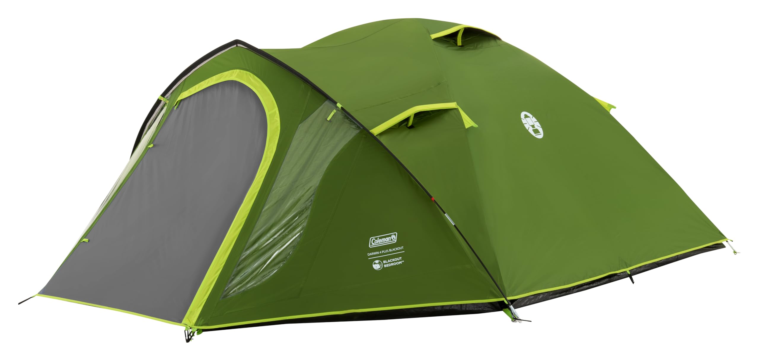 Coleman Namiot Darwin 4 Plus BlackOut, kompaktowy namiot kopułowy dla 4 osób, specjalna zaciemniona sypialnia, lekki namiot kempingowy, świąteczny i turystyczny, wodoodporny 4500 mm, 4 osoby, z wszytą