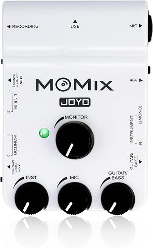 JOYO MOMIX - Interfaz de audio USB estéreo XLR mezclador para grabación alimentada por teléfono iOS y USB C y transmisión en vivo con instrumentos