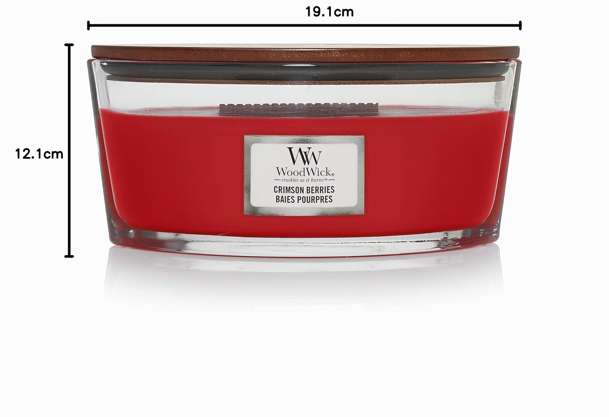 WoodWick Ellipse Candela Profumata | Bacche Cremisi | con Stoppino Scoppiettante | Durata della Combustione: Fino a 50 Ore