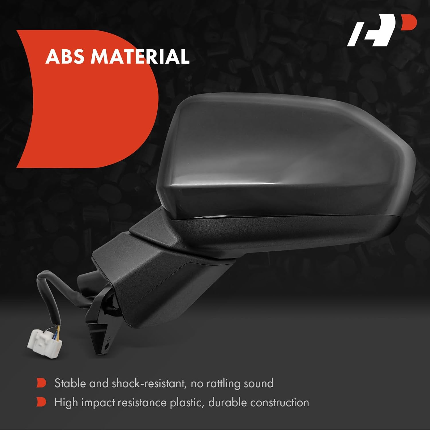A-Premium Driver Side Power Door Mirror - Compatible with Hyundai Palisade 2020 2021 2022 - Heated Manual Folding Smooth Black Outside Rear View Mirror