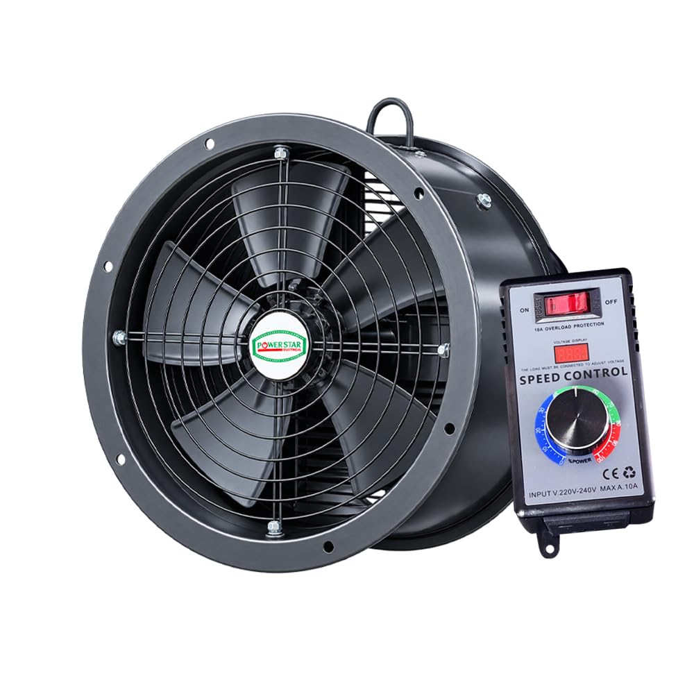 POWERSTAR ELECTRICALS Industrial Duct Fan Cased Axial Commercial Kitchen Canopy Extractor 12" 16" & 20" Inches