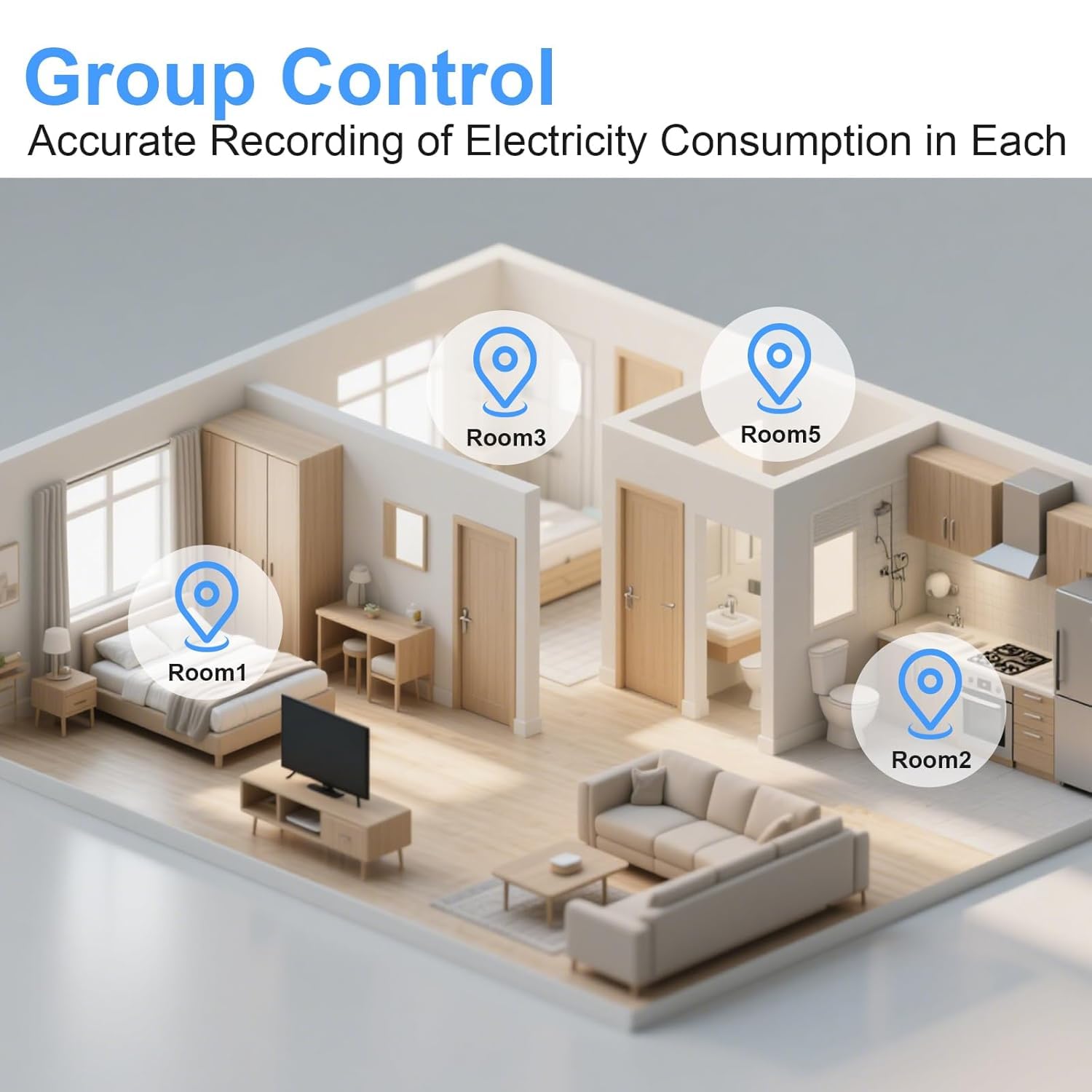 ANTELA Relais Interrupteur Connectée WiFi et Bluetooth 16A 1Canal, Avec surveillance de l'énergie uniquement, Smart Life APP, 4PCs