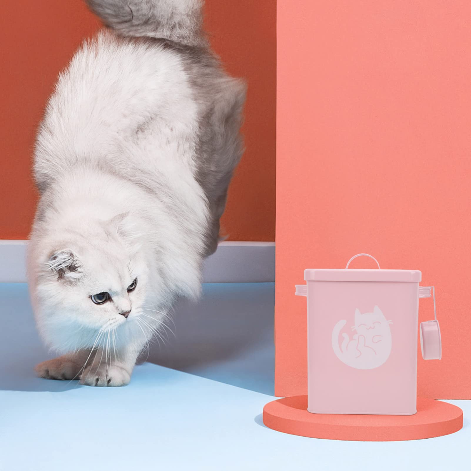 Happyyami 2juegos Contenedor De Almacenamiento De Comida Para Gatos y Caja Para Alimentos Diseño Cubierto y Resistente Para Cocina y Familiar