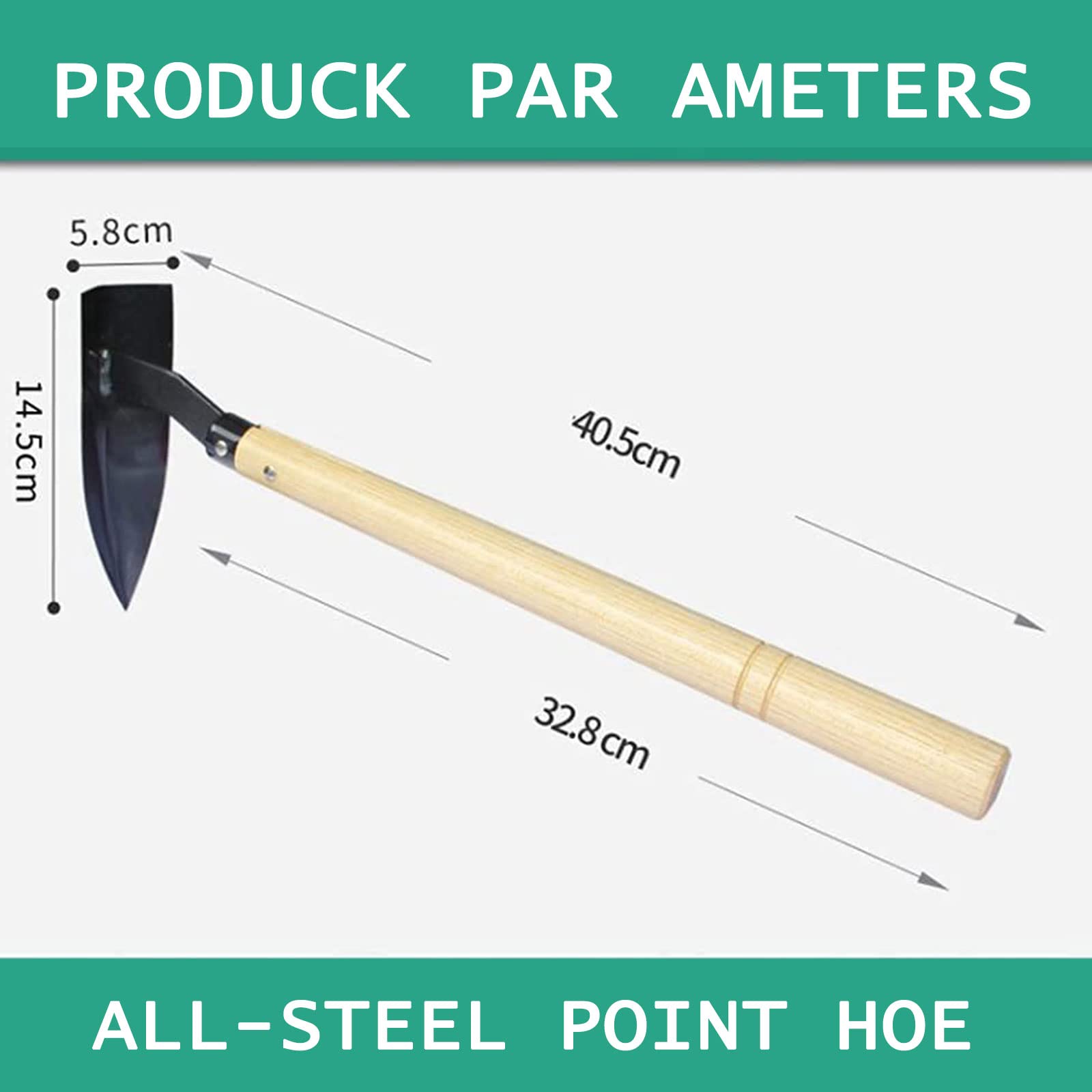 Amazon.co.jp: 木の柄が付いた庭の三角鍬、全鋼製の先の尖った鍬、日本