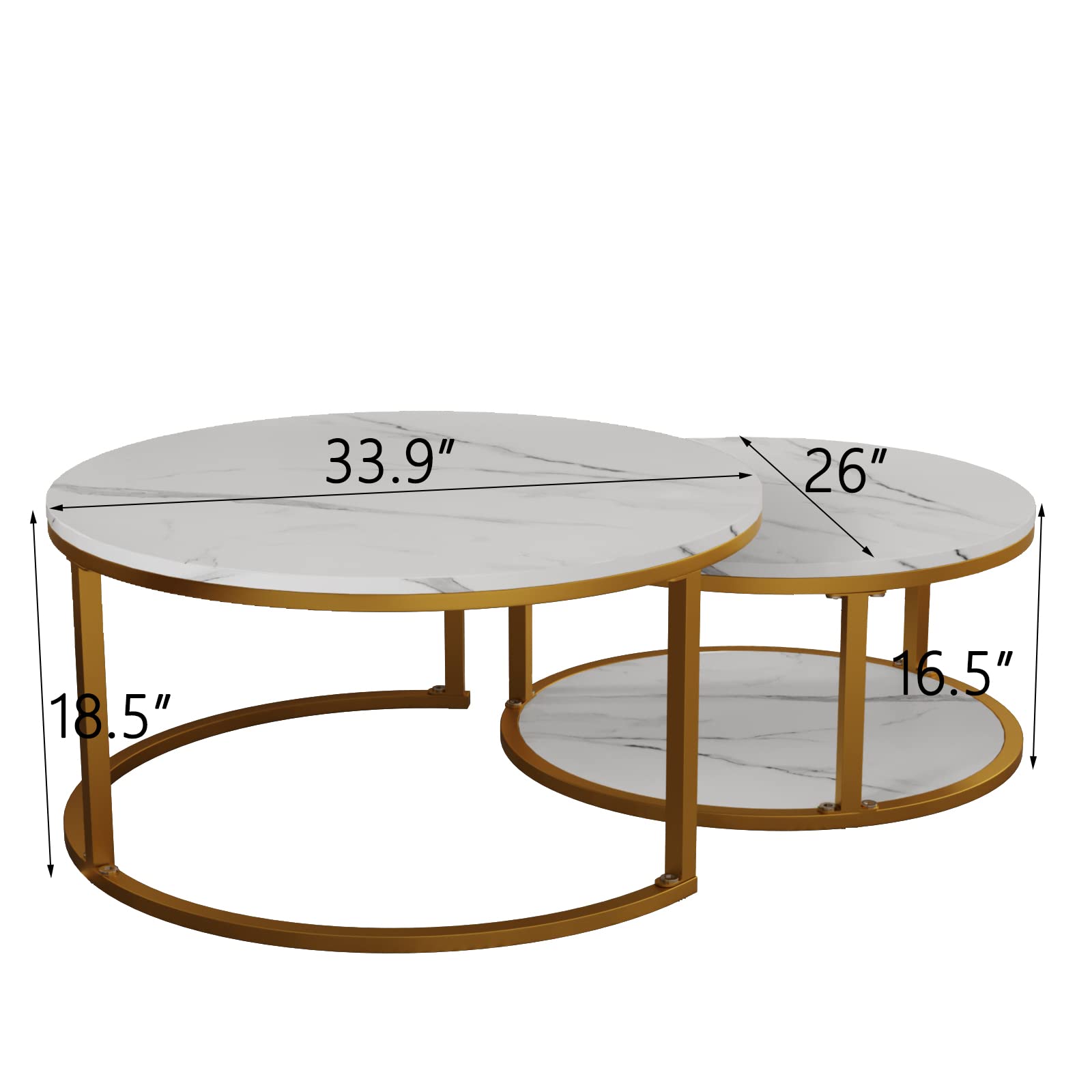 NSdirect Nesting Coffee Table Set of 2,Round Coffee Tables Modern ...