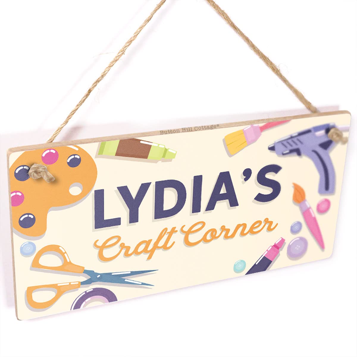 Personalised Craft Corner Sign - Small Hanging Sign For Crafters colourful crafty graphics