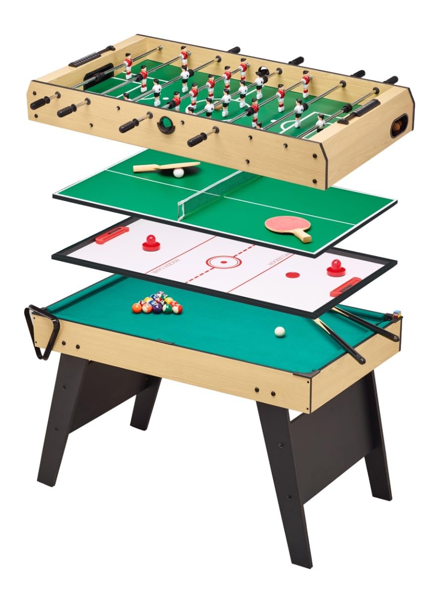 Kangui - 4-in-1-Multi-Spieltisch für die ganze Familie – Tischfußball – Billard – Ping Pong – Hockey