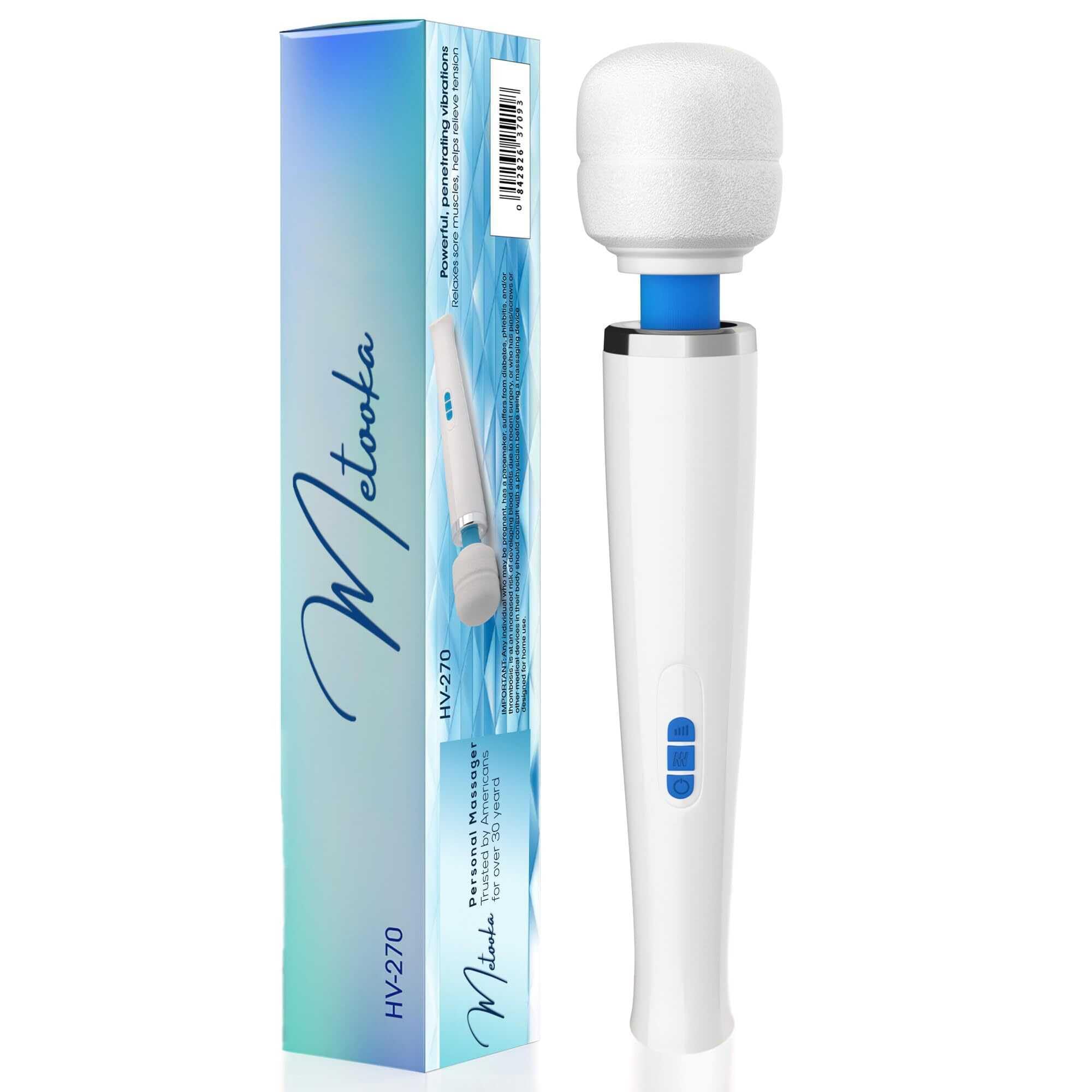 Metooka Therapeutic Cordless Massager - Powerful Massage Tool Handheld 8 Speeds 20 Patterns - Rechargeable Hand Massagers for Sore Muscles - Hand Held Massage Wand Tool for Neck & Back