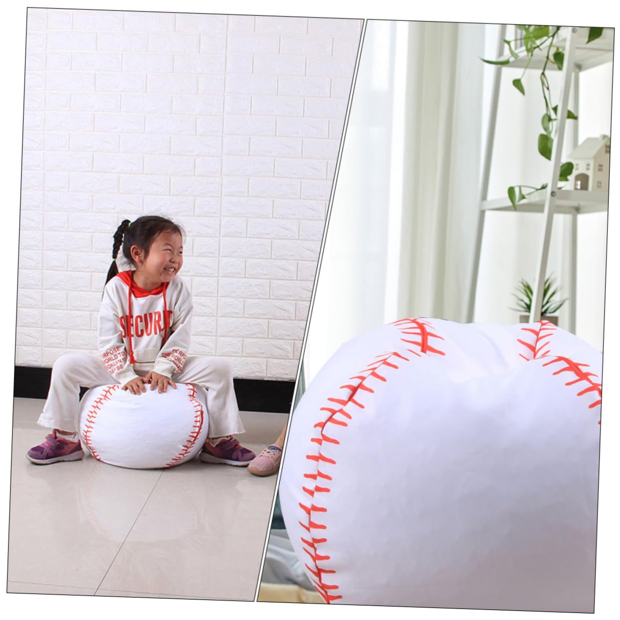 IWOWHERO Stuffed Toy Storage Bag Baseball Bean Bag Chair Soft Polyester Boys and Girls' Toys Organizer