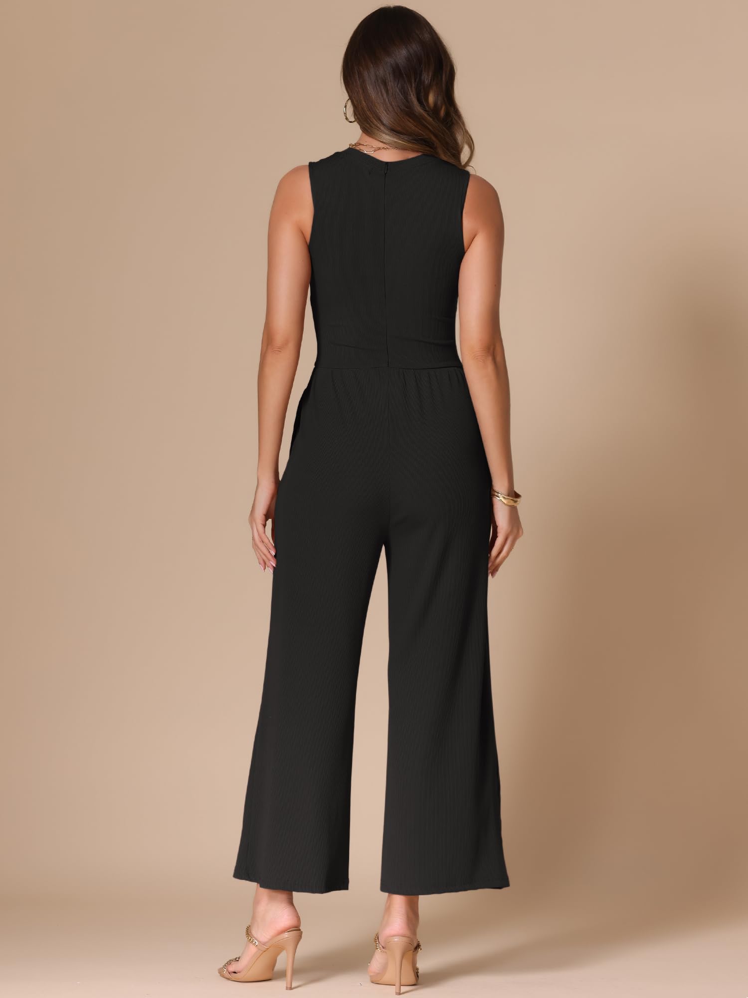 Allegra K Donna Tuta Estiva Elegante Casual Un Pezzo Abiti Senza Maniche Girocollo Pantaloni A Gamba Larga