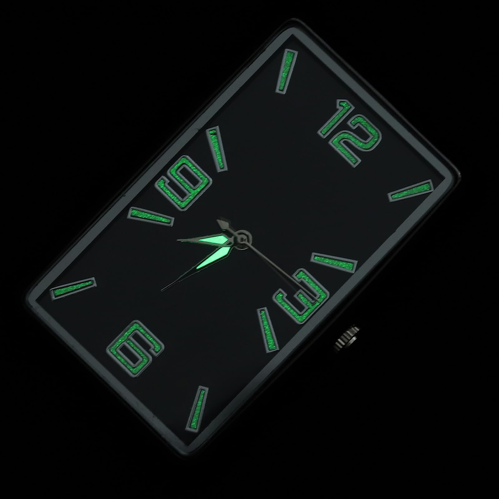 ULTECHNOVO Reloj Analógico Cuadrado Para Tablero De Coche, Mini Reloj Negro, Decoración Fluorescente Para Salpicadero, Diseño Compacto, Uso Automotriz y Oficina