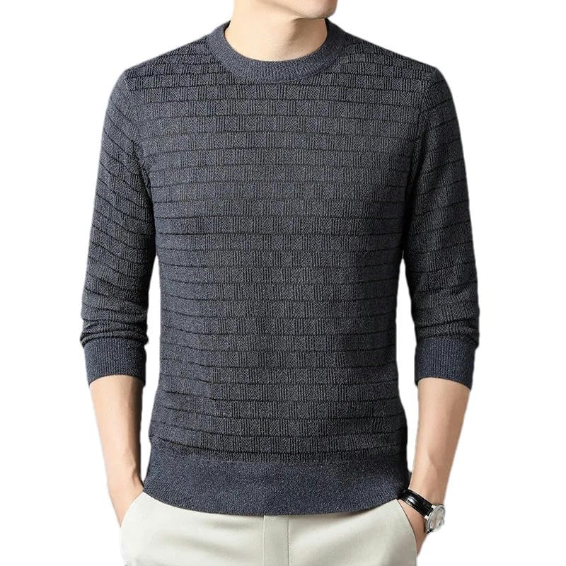 Autumn Winter Men's Pullover Round Neck Solid Color Thickened Sweater Knitted Tops3