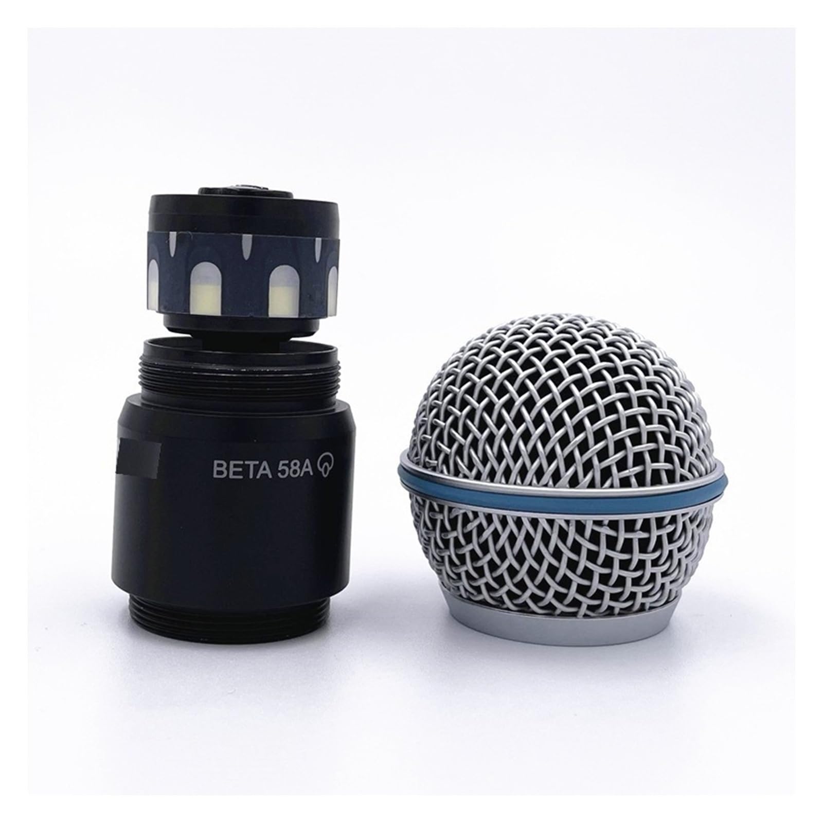 Compatibile con Shure BETA58A SM58 PG58 Parte superiore del nucleo del microfono in acciaio for SLX2 PGX2 QLXD2 Testa di ricambio for microfono portatile senza fili(BETA58A-BLACK)