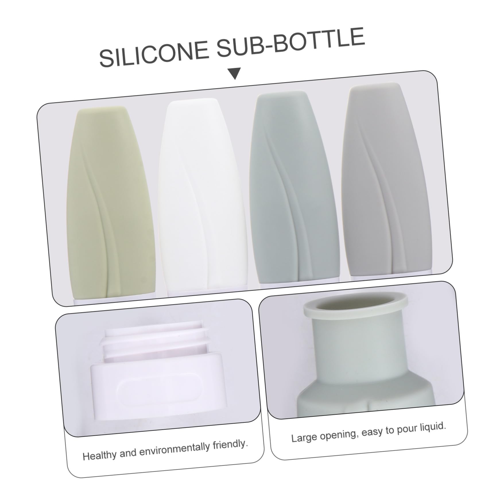 Healeved 2 Set Di Flaconi Da Viaggio in Silicone Vuoti Da Viaggio Per Articoli Da Toeletta Per Shampoo Lozione Cosmetici 4 Pezzi*2