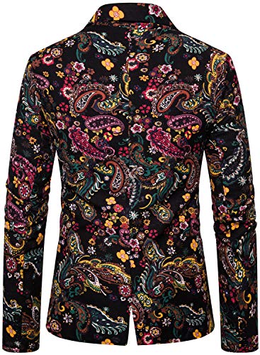 HENGAO Men's Casual Floral Printed Sport Coats Blazer Jacket2