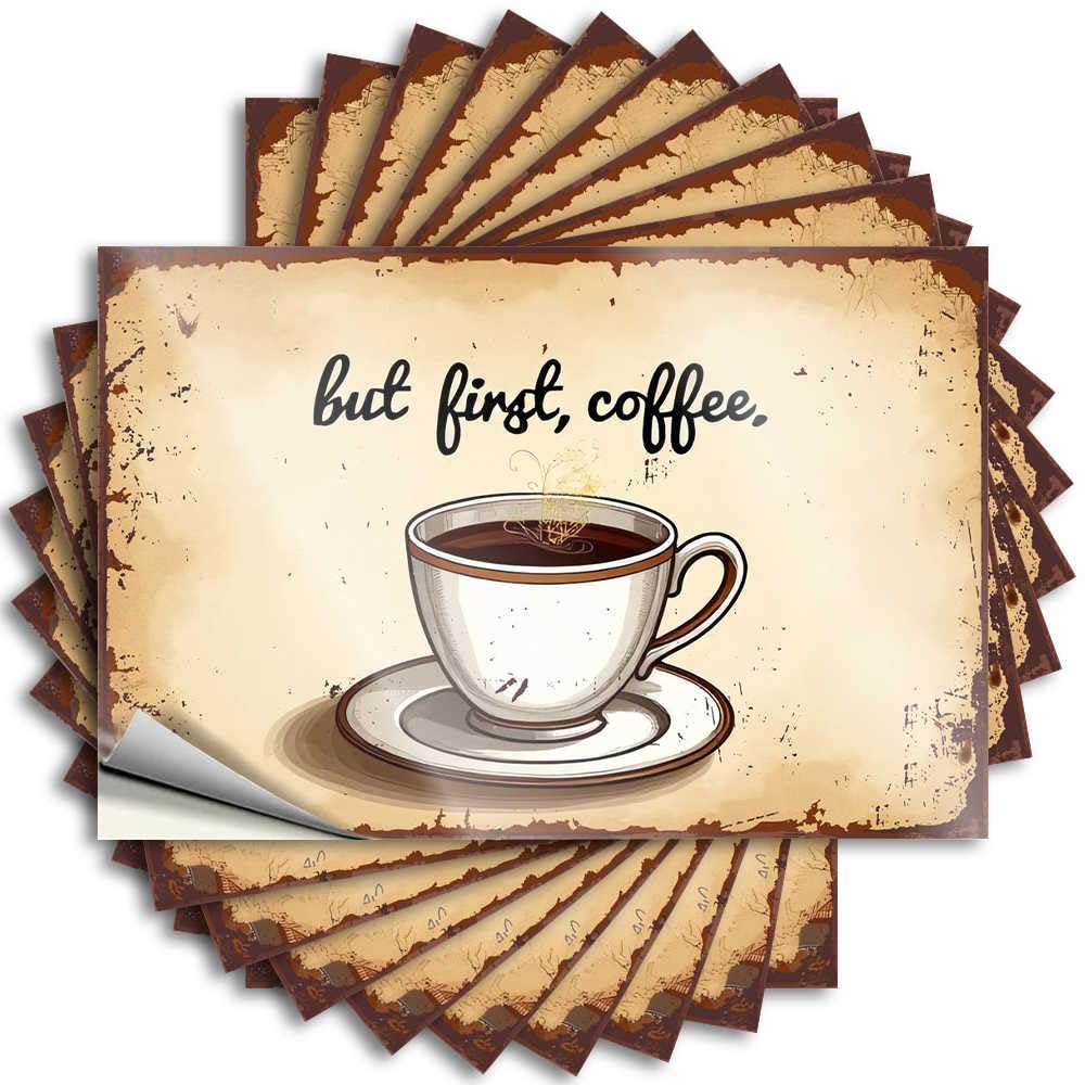 Decals Teenage Room Decor Durable Vinyl - Morning Ritual: But First, Coffee! Tumbler for Darts Use(12X18CM)