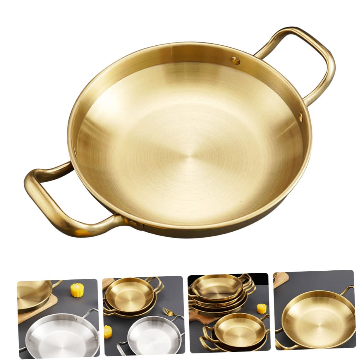 OFFSCH Alcohol Pot Korean Style Griddle Double Ear Pan Stainless Steel Ramen Noodles