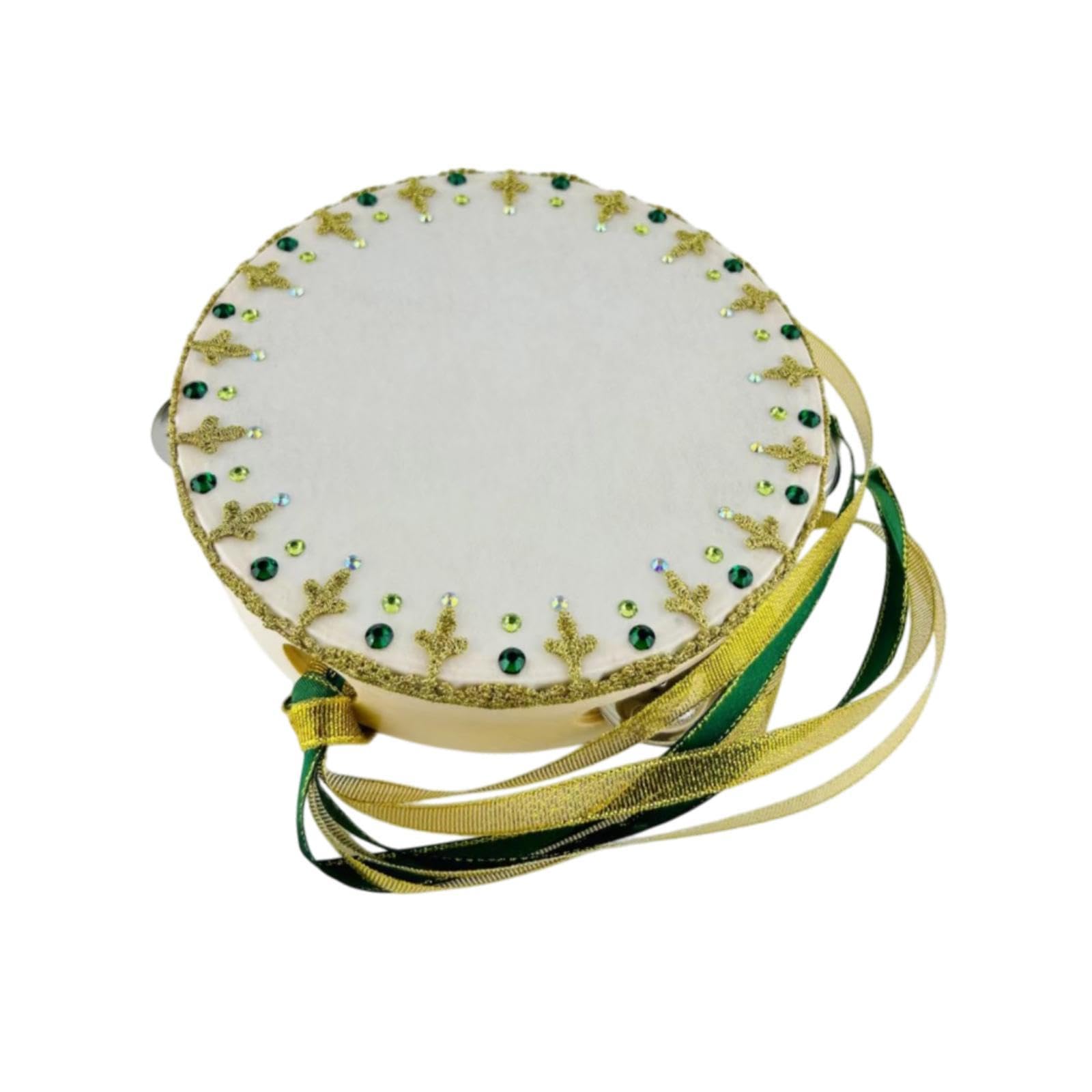 Balletttamburin, Grünes Tanzaccessoire, Tamburintrommel, Handgefertigtes Handperkussionsinstrument, 7 Inch