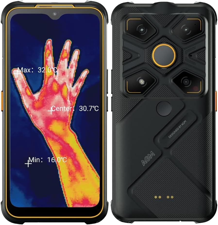 Glory G1S Rugged Smartphone (2023), Rugged Phone, Rugged Smartphone Unlocked 5G Top Thermal Camera, Snapdragon 480 Refresh Rate 25 FPS IP68/IP69K Waterproof Phone 6.53" FHD+ 8G+128G, Night Vision