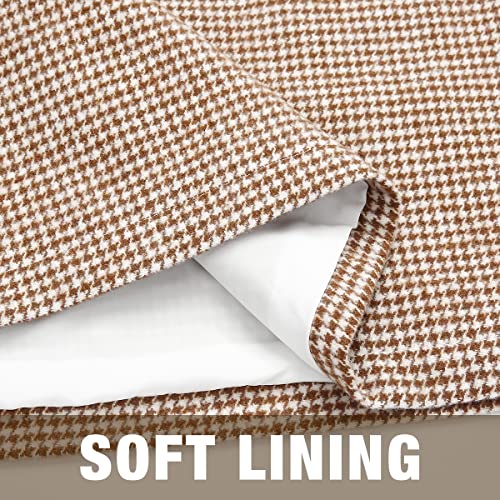 Image of IDEALSANXUN Plaid Skirts for Women Trendy Fall Winter 2023 High Waist Bodycon Pencil Wool Mini Skirt(Grid Camel, S)