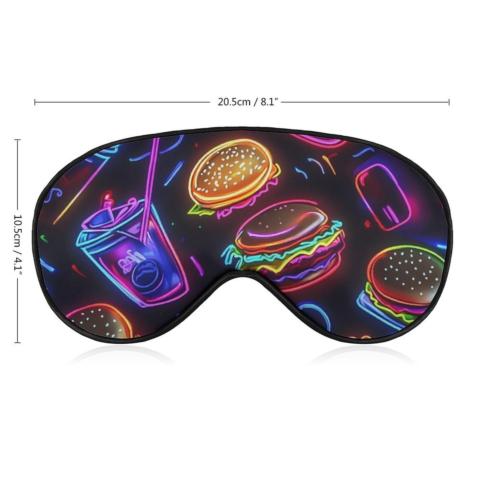 Neon Hamburger French Fries Sleep Mask Eye Shade Cover Adjustable Strap for Travel Lunch Break Women Men