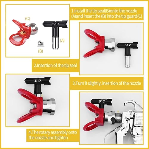 Miniatura 3 de Spray freely Pistola pulverizadora sin aire de alta presión  2 piezas de 3600 PSI, equipada con 5 modelos de boquillas diferentes, 6 filtros,