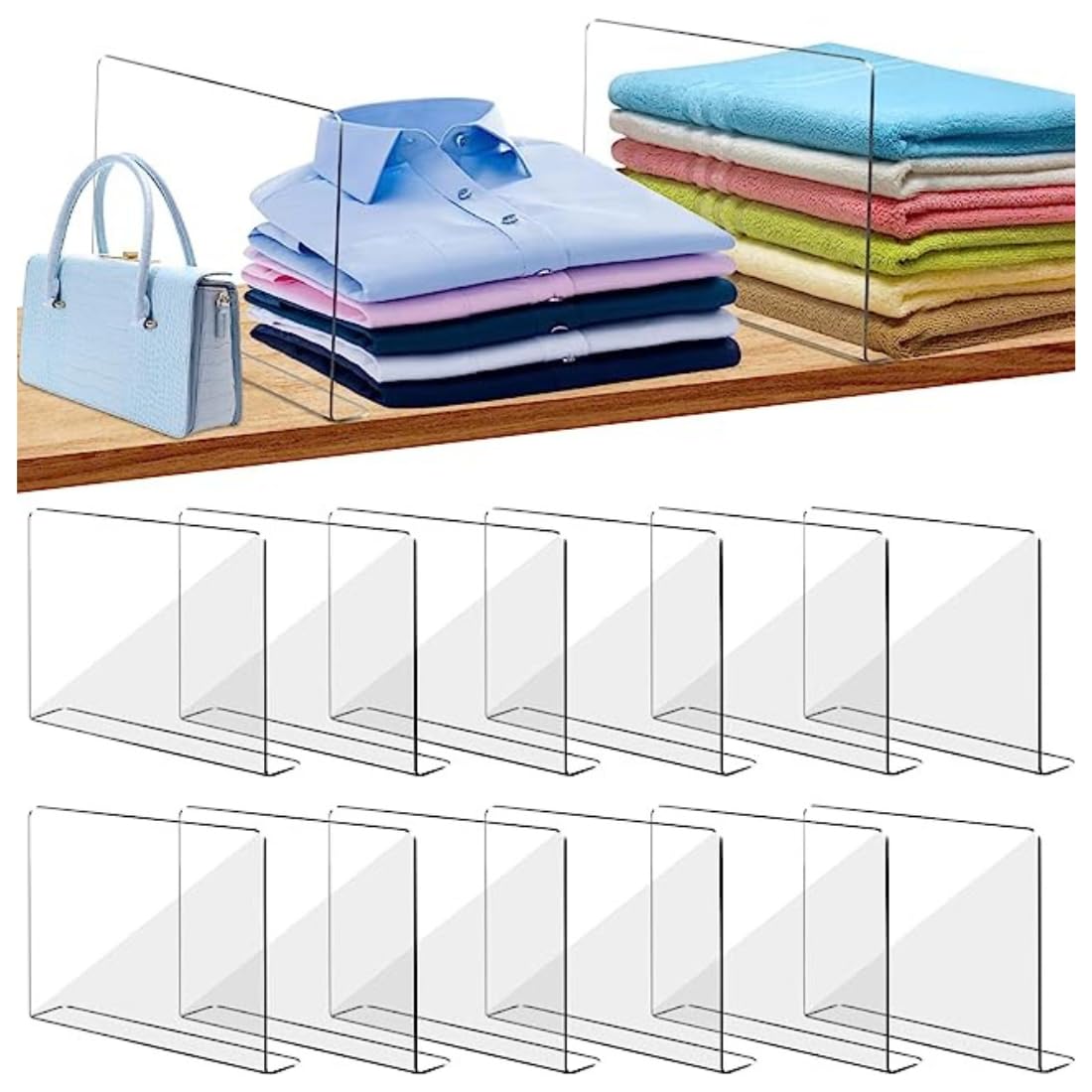 Maximize Your Closet Space with Urban Glow Dividers Effortlessly Organized Closet, Clear Acrylic Dividers for Clothing and Purses (12)