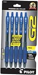 Pilot G2 Retractable Premium Gel Ink Roller Ball Pens, Fine Point, 5-Pack, Black Ink -31078