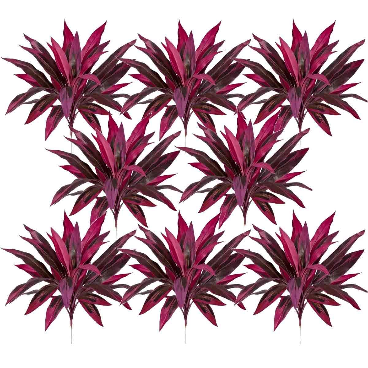 BDCPMT Realistic Artificial Boston Fern & Dragon'S Blood Tree Plants,Vibrant Pink Purple Faux Plants for Porch Patio Outside Garden Decor(8pcs)