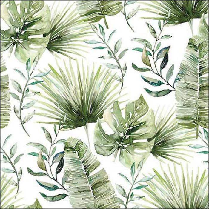 DCAD Decoupage Tissue Paper Napkin - Flower and leavesTissue Jungle Leaves White (Pack of 20 Same Design, Size 33 cm X 33 cm)-image-34