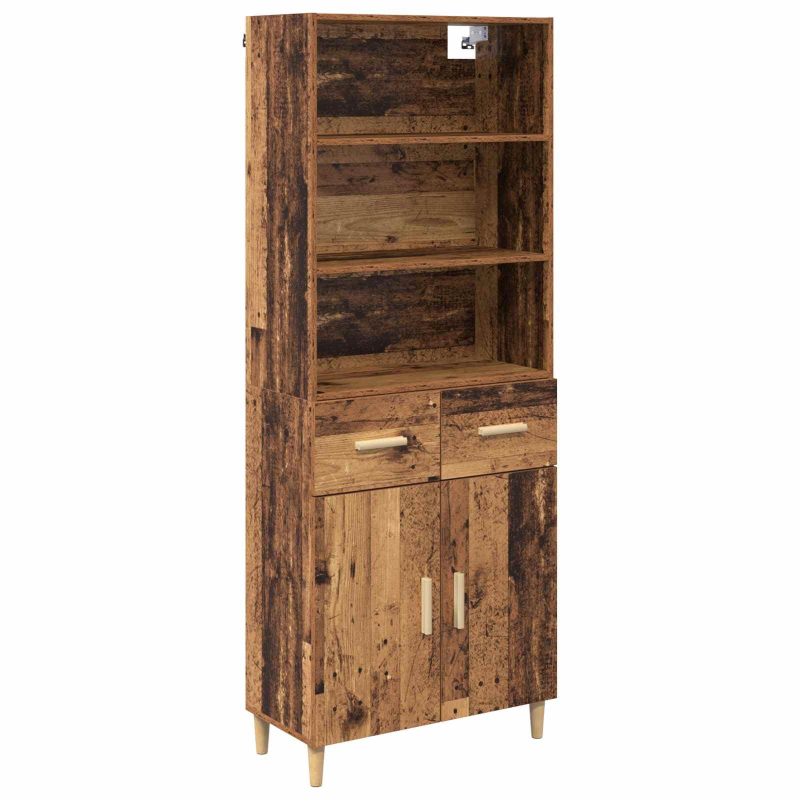 vidaXL Highboard Old Wood 69.5 x 32.5 x 180 cm Engineered Wood, Living Room Storage, Rectangular Highboard, Modern Furniture, Indoor Cabinet, Chic Organization Solution, Contemporary Design