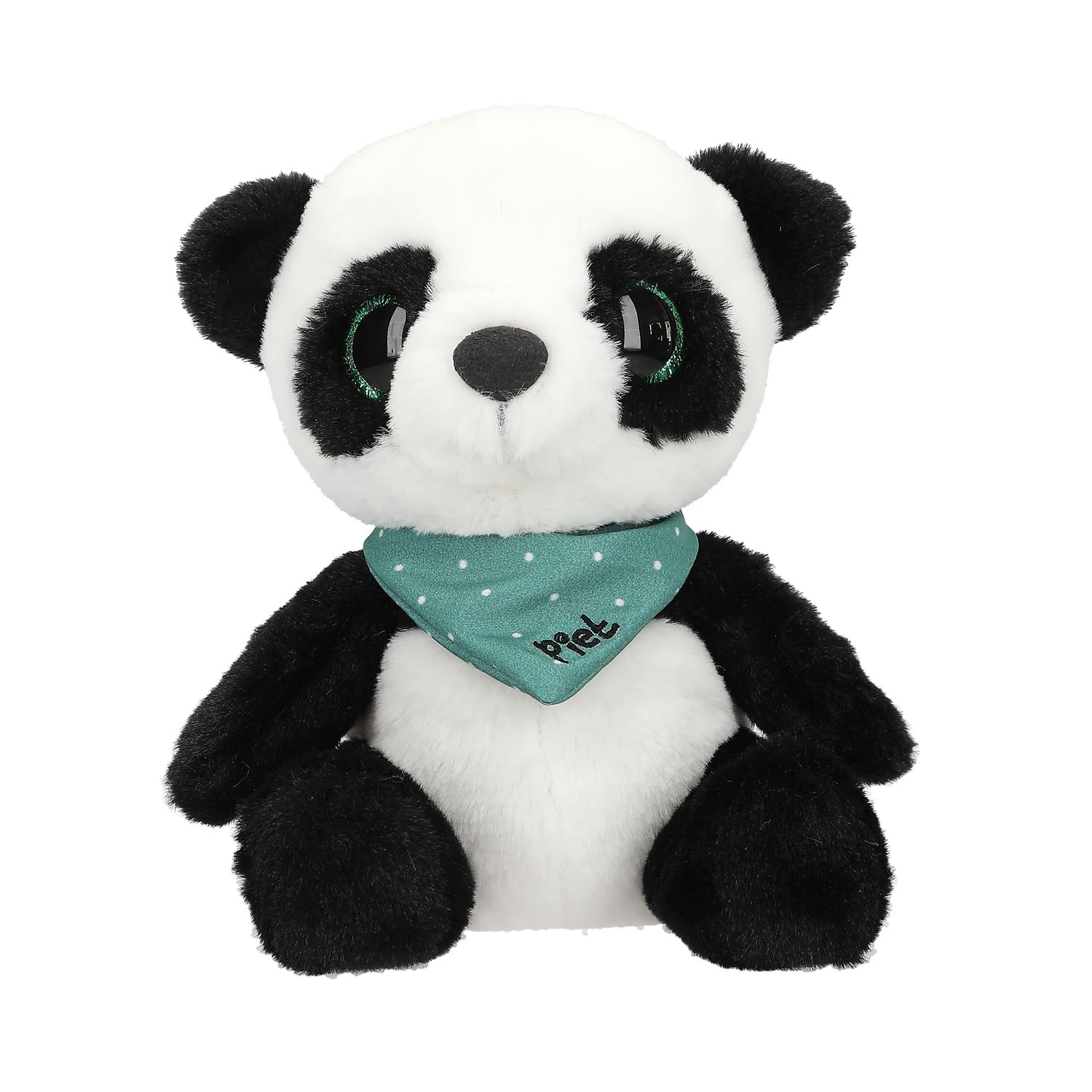 Depesche 13432 Snukis Cuddly Toy Panda Piet in Black and White with Glittering Eyes and Round Ears, Approx. 18 cm Plush Toy with Neckerchief