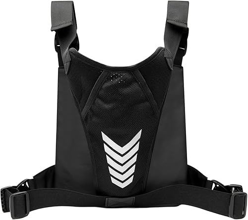 Miniatura 7 de Criuage Bolsa de pecho al aire libre para hombres, chaleco ligero para correr con bolsillo para botella de agua, mochila EDC para senderismo,