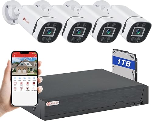8CH H.265+ 3K Lite Sistema de cámara de seguridad CCTV con cable con detección de vehículos humanos, 4X IP68 5MP cámara de vigilancia para interior