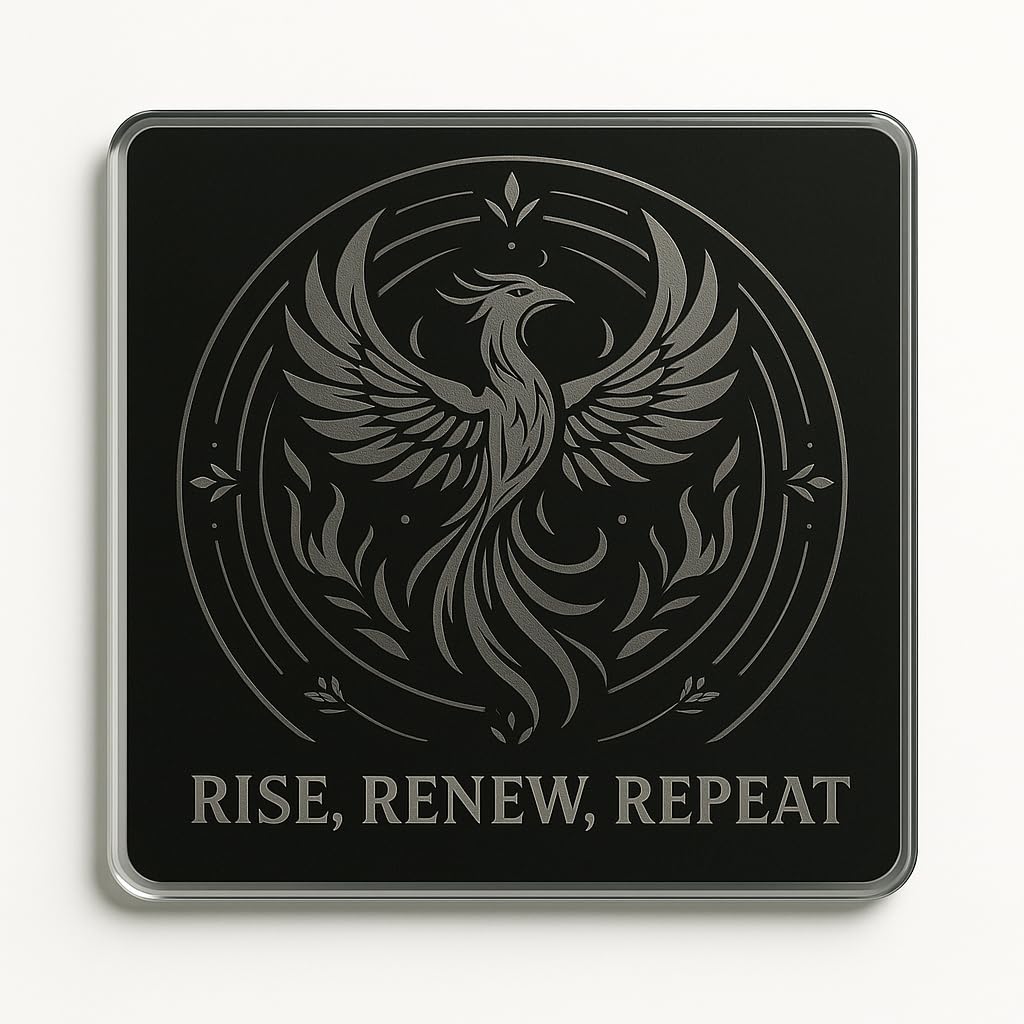 The Plum Penguin Phoenix Circles Acrylic Coaster Gift With Design - Monochrome Home Decor For Renewal-Themed Celebrations And Daily Inspiration