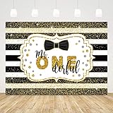 Happy 1st Birthday Backdrop Boy Gold Glitter Stripe First Birthday Background 7x5ft Mr. Onederful Backdrop for Birthday Party 1st Birthday Photo Booth Props Baby Shower Banner Cake Table Decors