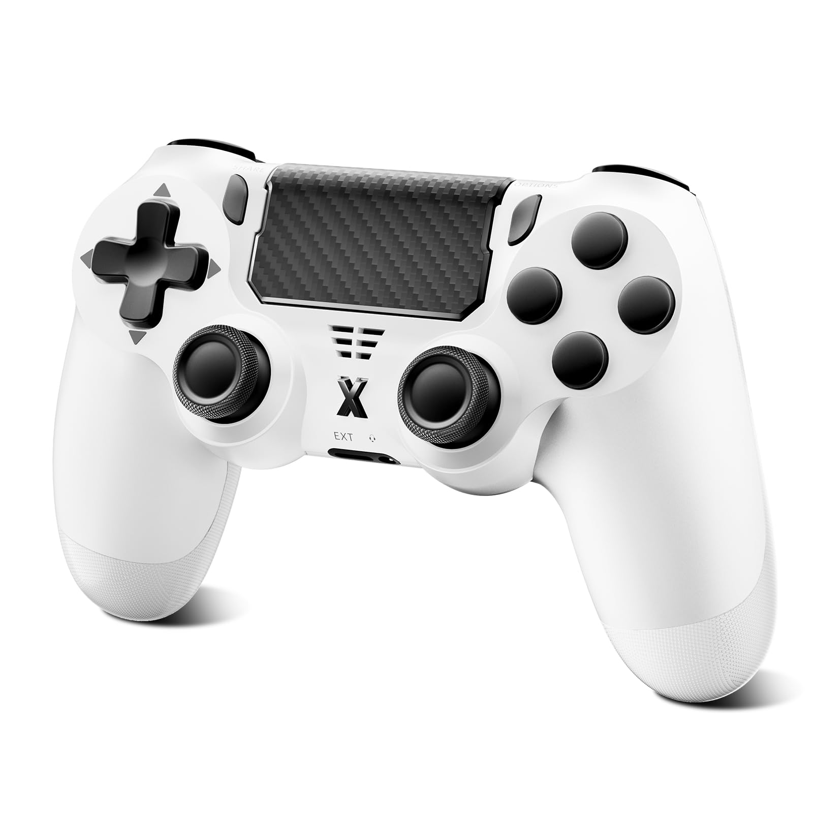 Glitfix Wireless Controller, Upgraded Controller Wireless for PS-4/Slim/PC, Bluetooth Gamepad Joystick with Dual Vibration/Touch Panel/ 3.5mm Audio Jack/Six-Axis/Ergonomic (White)