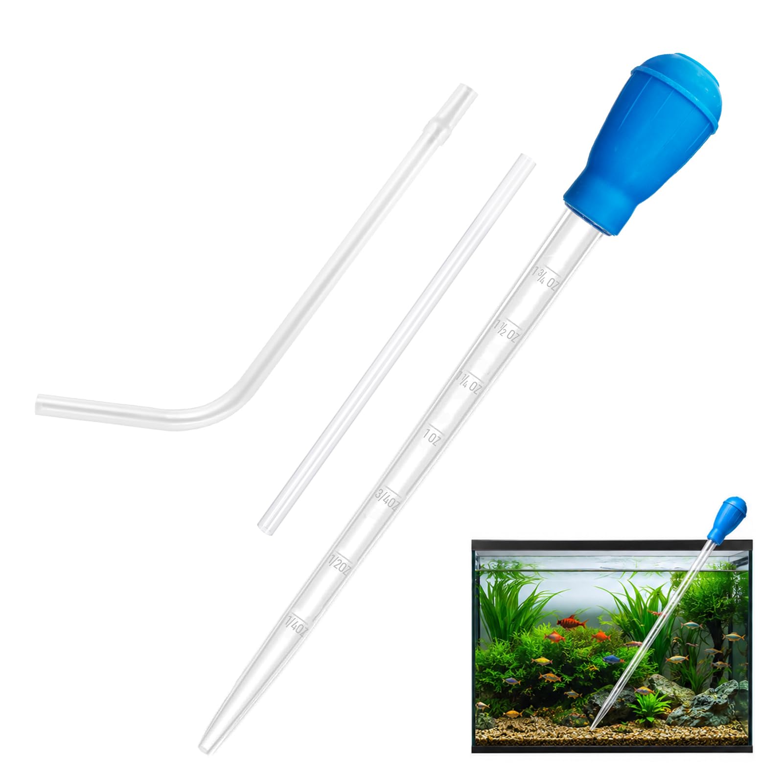 Lafefe 27.7IN Extra Long Turkey Baster for Aquarium, 50ml Large Baster with L-Shaped & Straight Extension Tubes, Precision Coral Feeder and Fish Feeder Tank Cleaning Tool