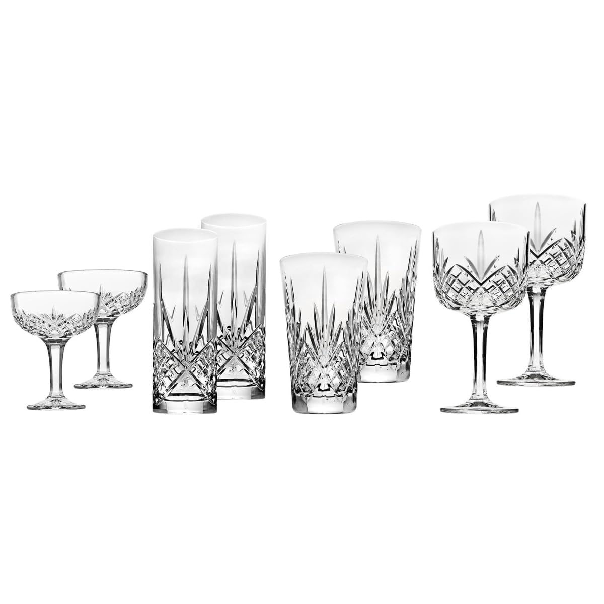 212 Main Dublin Crystal Mixology Glassware Set - Clear - 8 Piece