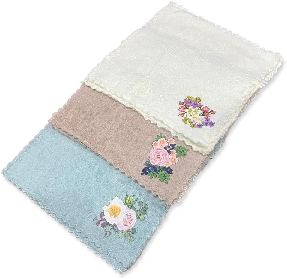 DIGITAL MART Face Towel Handkerchief Rumal 300GSM Soft and Absorbent Rubber Printed Face Towels for girls Women's, Kids and Newborn Babies Set of 3 Multicolor-image-44