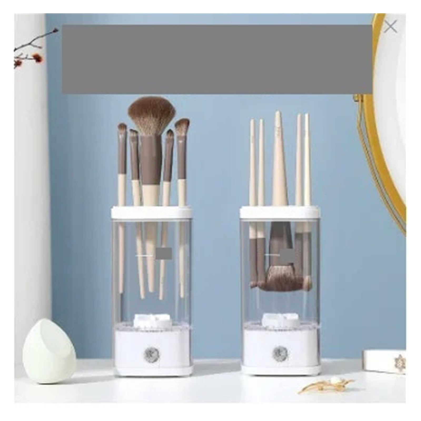 Convient pour nettoyeur automatique de pinceaux de maquillage avec boîte de rangement – pour éponges, houppettes et outils de beauté – Cadeau idéal pour les femmes et les maquilleurs