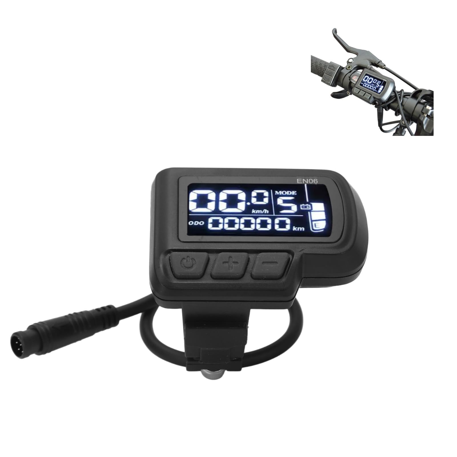 LCD Bike Display EN06 with Speedometer, Waterproof Cable 6-Pin Connector, 24V 36V 48V 60V Electric Bike Display for E-Bike